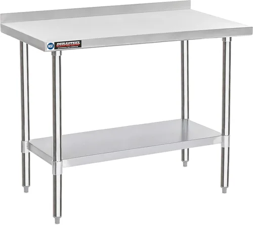 Miniatura 65 de DuraSteel Carrito de acero inoxidable NSF de 30 x 72 pulgadas, mesa de preparación de alimentos resistente con estante inferior, isla de cocina