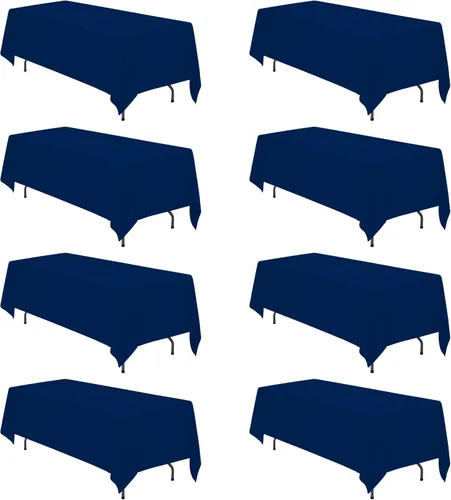 Miniatura 230 de BRILLMAX 6 Pack de Manteles Azul Marino para Mesas Rectangulares de 8 Pies 90 x 156 Pulgadas - 8 pies Mantel Rectangular a Granel de Lino