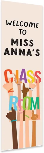Miniatura 23 de Andaz Press Letrero de bienvenida vertical personalizado para el aula de 13 x 47 pulgadas para profesores, letreros de puerta de aula, letrero