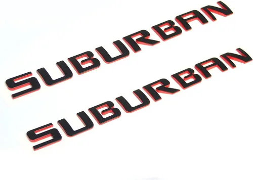 Yoaoo Paquete de 2 insignias de placa de identificación de línea roja suburbana OEM 3D compatible con Suburban Original Redline