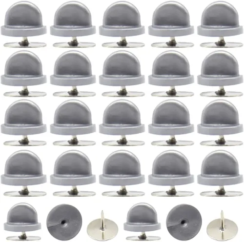 Miniatura 9 de Juego de 200 unidades/100 pines de goma de 0.394 pulgadas con pines de metal en blanco, tapa para pines de solapa, broches, corbatas, sombreros