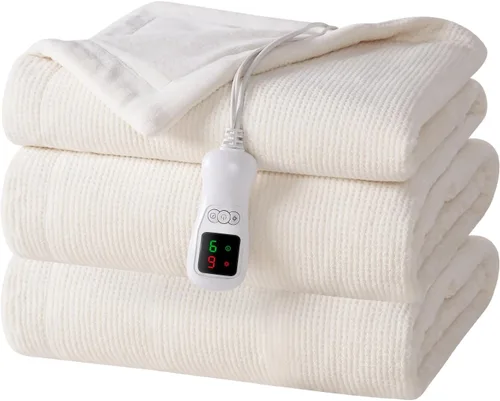 Miniatura 19 de Manta térmica eléctrica, calentador de manta lavable para el hogar para adultos, calentamiento rápido, franela suave súper acogedora de 50 x 60