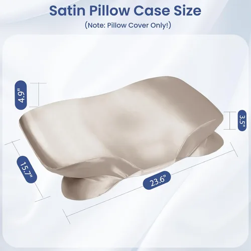 Miniatura 3 de Funda de almohada de satén para almohada cervical Zelimun - Funda ergonómica, funda de almohada suave y lisa, funda de almohada negra con cremallera
