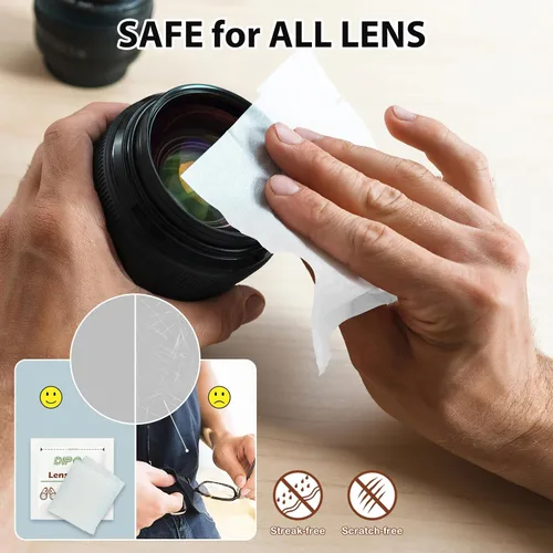 Miniatura 3 de 200 unidades de toallitas para lentes de gafas, toallitas limpiadoras de lentes prehumedecidas envueltas individualmente, sin arañazos y sin dejar