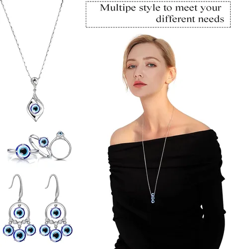 Miniatura 2 de 400 cuentas azules contra el mal de ojo para hacer joyas de 0.315 pulgadas (0.315 in), dijes de mal de ojo para hacer pulseras hechas a mano