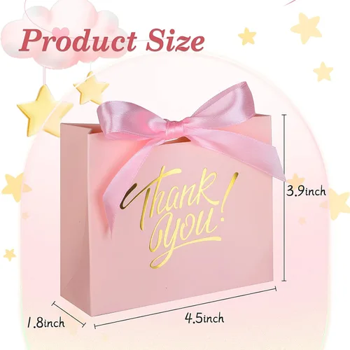 Miniatura 4 de Pequeñas bolsas de regalo de agradecimiento – Paquete de 60 bolsas de regalo de 4.5 x 1.8 x 3.9 pulgadas, papel de aluminio dorado impreso con cinta
