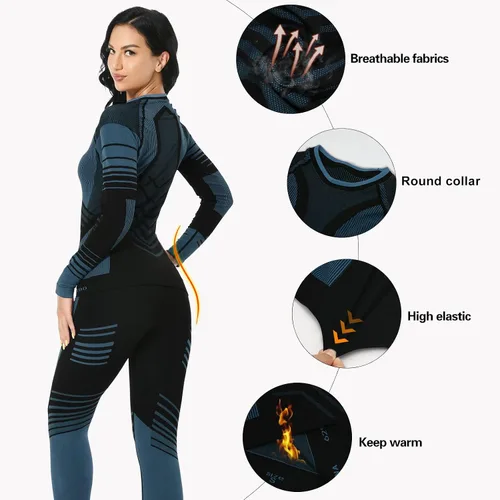 Miniatura 4 de MEETWEE Ropa interior térmica para mujer, Long Johns Ski para clima frío, capa base, cálida parte superior e inferior de invierno para correr