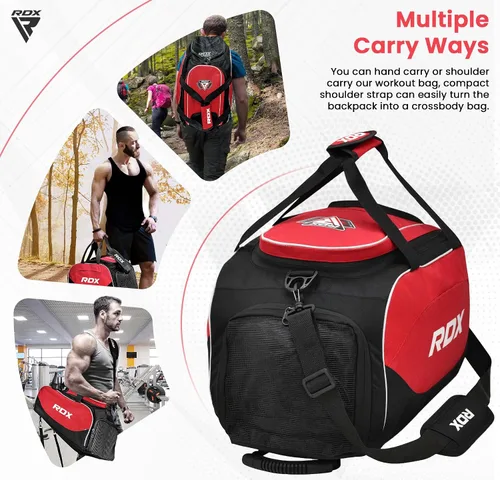 Miniatura 3 de RDX Bolsa de gimnasio de 50 litros con compartimento ventilado para zapatos, mochila todo en uno, bolsa de lona para deportes de fitness, artes