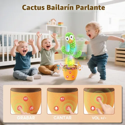 Miniatura 8 de SANJOIN Juguete de Cactus para Bebé que Habla, Baila y Canta con Volumen Ajustable, para Niña de 1 Año, Juguetes Infantiles para 0-6, 6-12 Meses