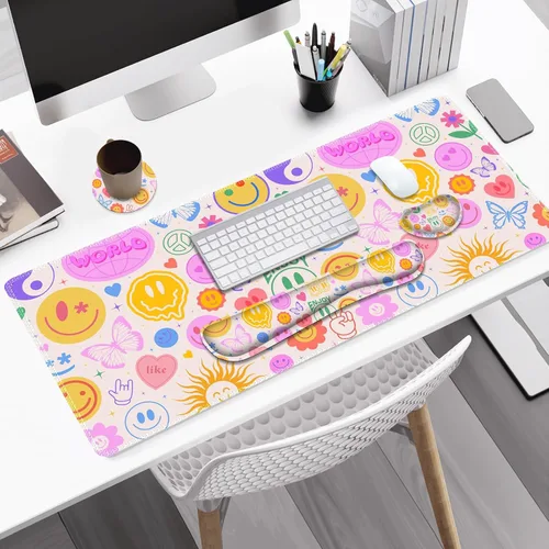 Miniatura 2 de Juego de alfombrilla de mouse grande para juegos, 4 en 1, alfombrilla de escritorio extendida para teclado con reposamuñecas, juego de alfombrilla