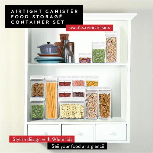 Miniatura 2 de DWËLLZA KITCHEN Recipientes herméticos de almacenamiento de alimentos con tapas, juego de 5 piezas, accesorios de cocina, organización de despensa