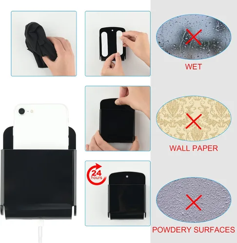 Miniatura 4 de Cosmos Paquete de 2 soportes acrílicos para control remoto, soporte adhesivo de pared, organizador de montaje en pared, caja de almacenamiento