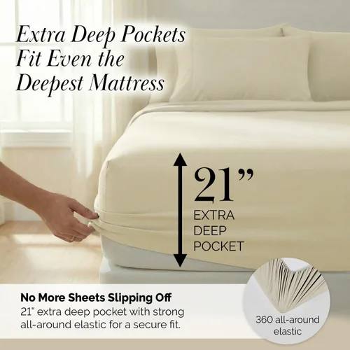 Miniatura 66 de Southshore Fine Living, Inc. Juego de 7 piezas de sábanas King divididas para cama ajustable, juego de sábanas King divididas con bolsillo de 21