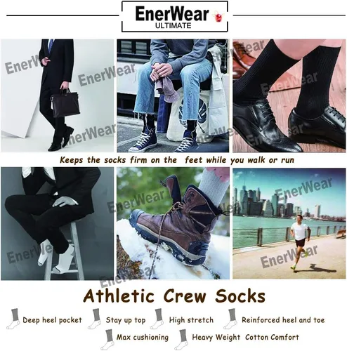 Miniatura 7 de EnerWear 10P Pack Unisex Cotton Moisture Wicking Cushion Crew Socks