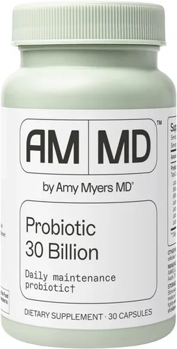 Amy Myers MD Probióticos 30 mil millones de UFC – Apoya la salud digestiva, el microbioma intestinal y la función inmune – 14 cepas – Sin lácteos y