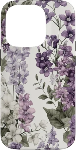 Miniatura 17 de Funda para iPhone XR White Violet Purple Lavender Lilac Floral con flores botánicas