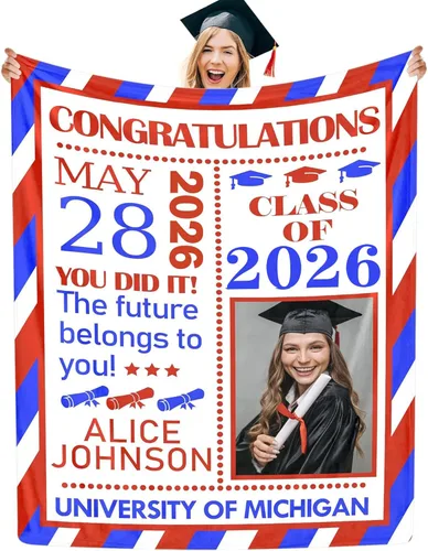 Miniatura 23 de Manta personalizada con collage de fotos, manta de fotos personalizada para graduados, manta personalizada, regalos para temporada de graduación