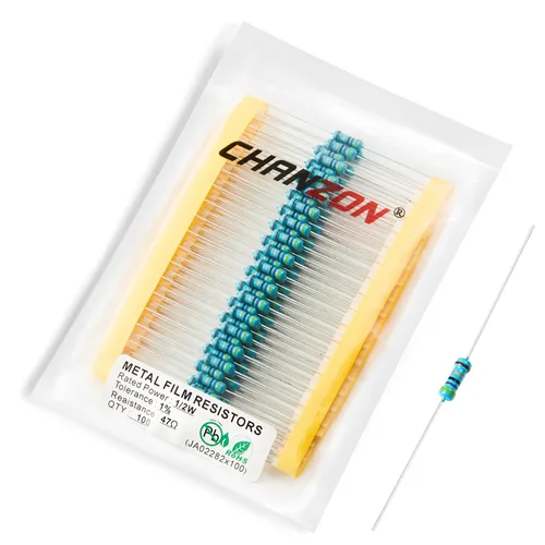 Miniatura 54 de Chanzon - 100 resistencias de película metálica 1/2 W (0.5 W) 10 Ω ohmios ±1% de tolerancia 10R MF, resistencias de agujero pasante con limitación