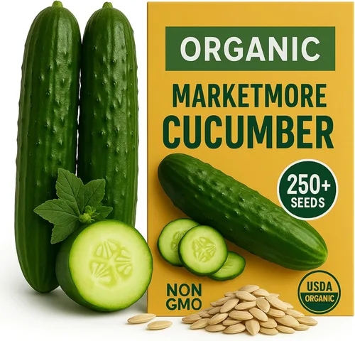 Miniatura 4 de Más de 250 semillas de pepino orgánico Marketmore – Semillas reliquia premium – Perfectas para jardines, camas elevadas y contenedores – Crujientes