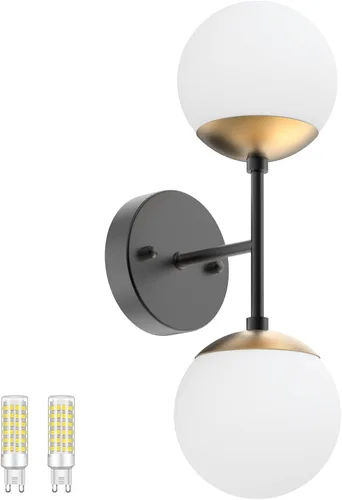 Miniatura 15 de Tipace Aplique de pared dorado 1 luz, aplique de pared globo moderno de mediados de siglo, lámpara de pared dorada para restaurante, sala de estar
