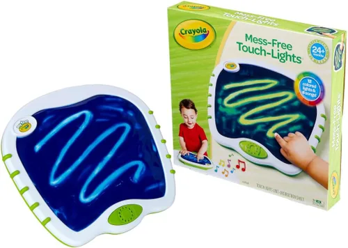 Crayola Luces táctiles para niños, garabatos musicales y tablero sensorial, juguetes sensoriales para niños pequeños, pintura de dedos sin ensuciar,