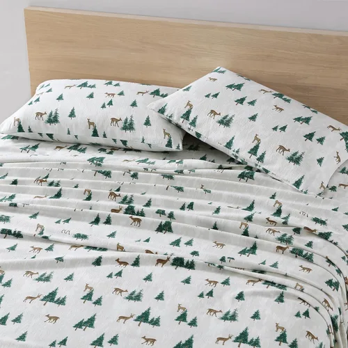 Miniatura 37 de Eddie Bauer - Sábanas de franela tamaño Queen, algodón resistente a las bolitas y arrugas, juego de sábanas con fundas de almohada y sábana ajustada