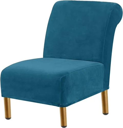 Miniatura 26 de Funda para silla decorativa sin brazos, de terciopelo elástico, extraíble, lavable, protector moderno de muebles con parte inferior elástica