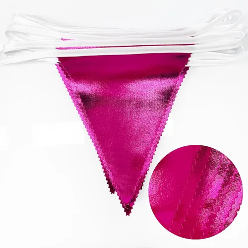 Miniatura 3 de Decoraciones de Fiesta Rosa Intenso Banderín Triangular Bandera Tela Metálica Rosa Guirnalda de Banderines para Cumpleaños Despedida de Soltera Boda