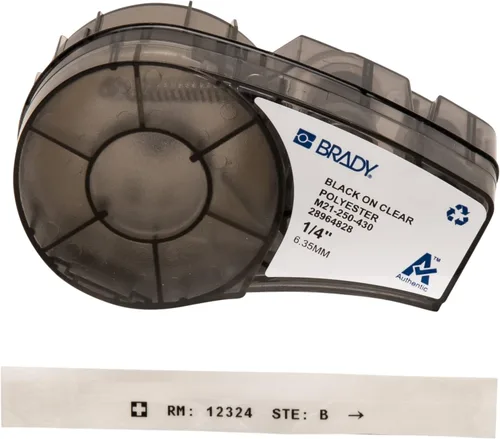 Brady Auténtica etiqueta de poliéster para entornos duros (M21-250-430) para laboratorio, seguimiento de activos y datacom, negro sobre Negro sobre