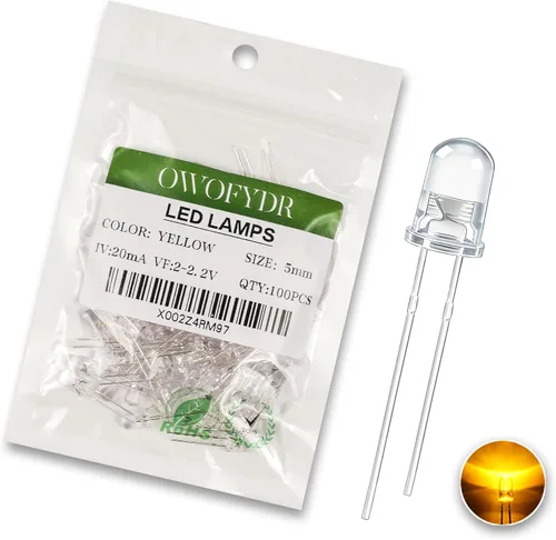 Miniatura 42 de 100 lámpara LED de diodo de luz blanca cálida de 5mm (Lente Transparente Redonda DC 3V 20mA) Bombilla de iluminación, componente electrónico, luz