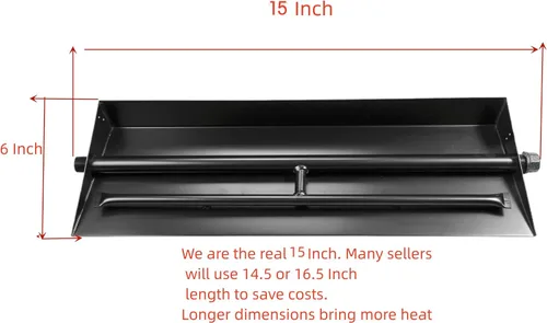Miniatura 2 de 15"-28" Quemador de sartén para chimenea de gas Quemador de chimenea de gas Hogueras de gas Quemador de leña de propano (15 Pulgadas Dos Tubos)
