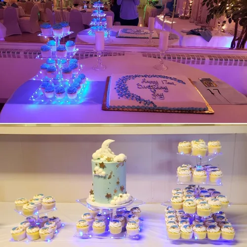 Miniatura 2 de Soporte para Cupcakes, Soporte para Cupcakes de 4 Niveles, Soporte Iluminado para Cupcakes para 50 Cupcakes, Torre Cuadrada para Cupcakes, Juego