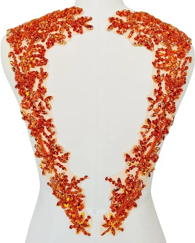 Miniatura 4 de Apliques hechos a mano con cuentas de diamantes de imitación para coser en parche de encaje de cristal, 1 par para ropa de bricolaje, vestido