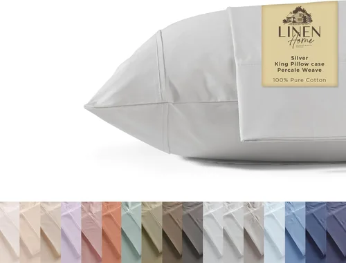 Miniatura 57 de Linen Home Juego de fundas de almohada King de 500 hilos, fundas de almohada 100 % algodón de fibra larga, juego de 2 fundas de almohada de satén