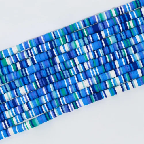 Miniatura 7 de 3600 cuentas de arcilla azul mixta para hacer pulseras, 10 hebras planas redondas de arcilla polimérica disco de 0.236 in espaciador Heishi cuentas