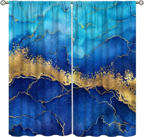 Miniatura 14 de Cortinas de mármol para dormitorio, arte abstracto moderno de lujo, textura de mármol blanco y negro, tratamiento de ventana para sala de estar