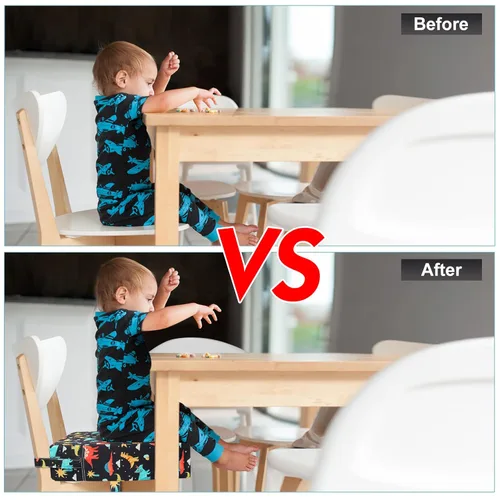 Miniatura 3 de Asiento elevador para niños pequeños para silla de cocina, mesa de comedor, lavable, grueso, resistente, silla elevadora portátil para niños Negro