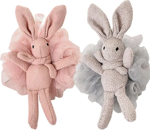 Miniatura 14 de Cepillo de baño de mango largo para ducha + esponja de baño gris Luffa