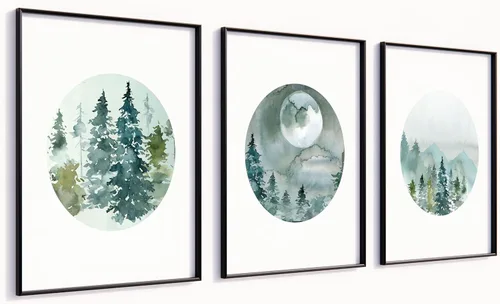 Forest Landscape Art Prints - Nature Wall Decor - 8x10 - Set of 3 - Unframed