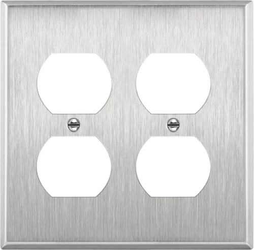 Miniatura 17 de ENERLITES Placa de pared de metal dúplex para receptáculos, cubierta de salida de acero inoxidable, resistente a la corrosión, tamaño de 1 banda