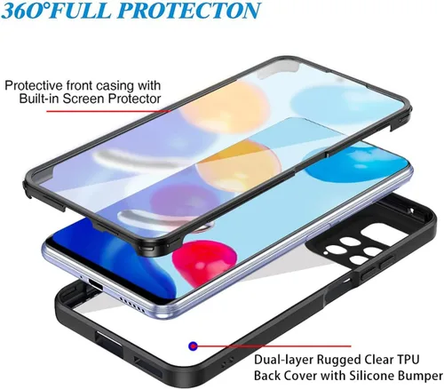 Miniatura 6 de CCSamll - Funda transparente para Xiaomi Redmi Note 11 Pro/11 Pro + con protector de pantalla integrado, delgada, de cuerpo completo, resistente