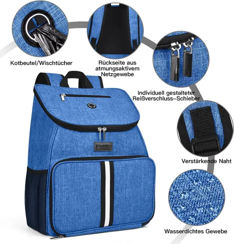Miniatura 5 de BAGLHER Bolsa de viaje para perros, mochila de suministros para mascotas aprobada por aerolíneas, mochila de viaje para perros con 2 cuencos Azul-A