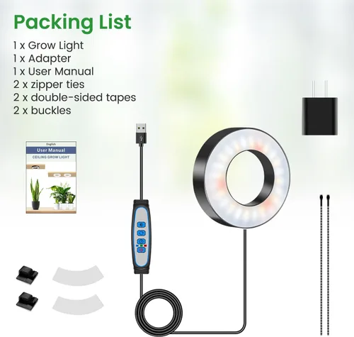 Miniatura 7 de Wiaxulay Luces de cultivo para plantas de interior, 48 luces LED de espectro completo, lámpara de cultivo debajo del gabinete con temporizador