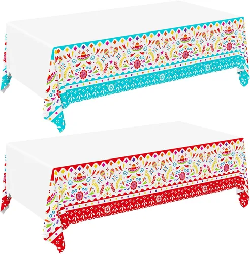 Gatherfun Suministros para Fiestas y Decoraciones del Cinco de Mayo - Ultimate Paquete de 2 Suministros para Fiestas Mexicanas con Vibrante Mantel