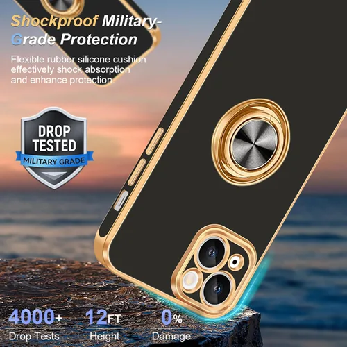 Miniatura 3 de Fingic Funda para iPhone 14 [con soporte de anillo de 360°] [Soporte magnético para automóvil] Funda de teléfono con soporte para teléfono