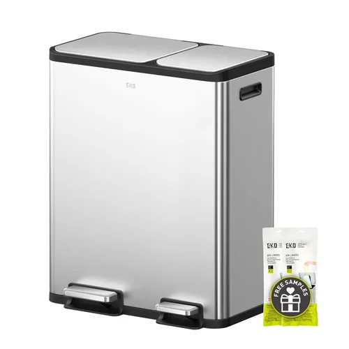 Miniatura 14 de EKO EcoCasa II - Bote de basura doble de 36 L + 24 L con cubo de reciclaje, cubo de basura de acero inoxidable con tapa, compartimento desodorante