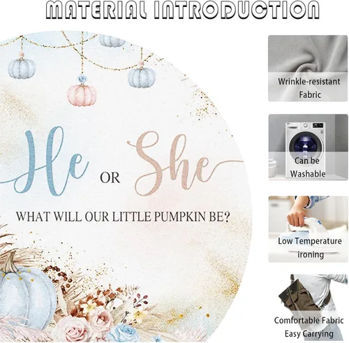 Miniatura 6 de AIBIIN Telón de fondo de revelación de género de 7 x 5 pies con texto en inglés "He or She What Will Our Little Pumpkin Be Background", color rosa