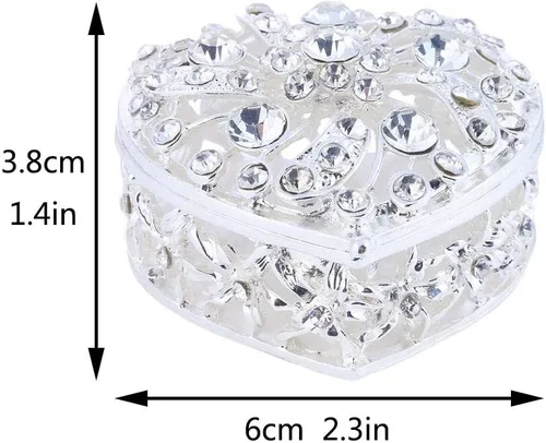 Miniatura 2 de YU FENG Bling Heart - Caja de joyería con bisagras coleccionables de cristal esmaltado con joyas