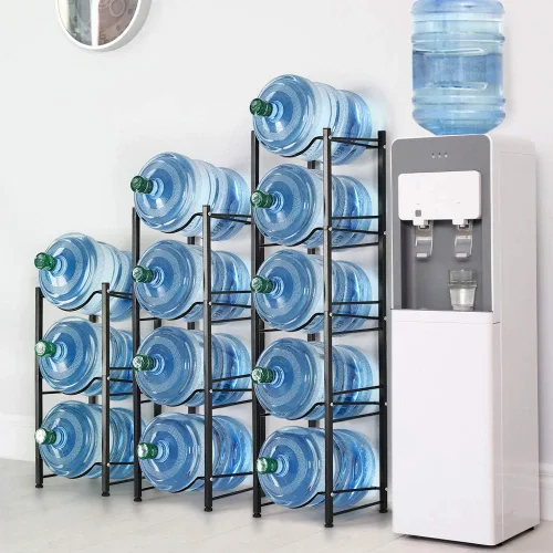 Miniatura 4 de Estante organizador de acero inoxidable de 5 niveles para botellas de agua desmontable resistente para jarras de 5 galones, hogar, oficina, cocina