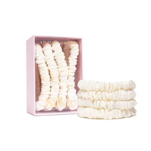 Miniatura 11 de SILKIE Juego de 4 coleteros de seda de morera 100% pura, color negro, marrón, chocolate, rosa, nude, neutro, bolsa de viaje para todos los días